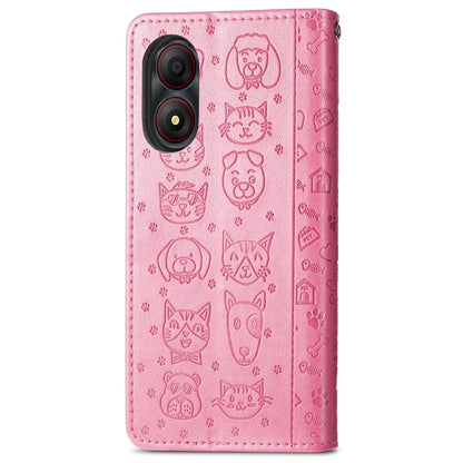 For ZTE Blade A34 Case PU Leather Wallet Phone Cover Cat Dog Pattern