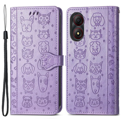 For ZTE Blade A34 Case PU Leather Wallet Phone Cover Cat Dog Pattern
