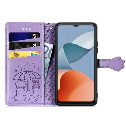 For ZTE Blade A34 Case PU Leather Wallet Phone Cover Cat Dog Pattern