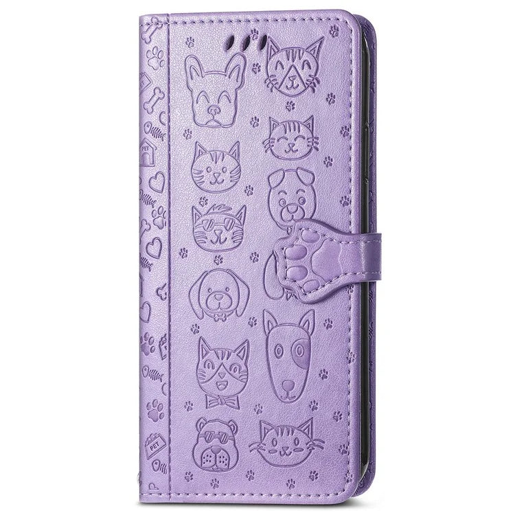 For ZTE Blade A34 Case PU Leather Wallet Phone Cover Cat Dog Pattern