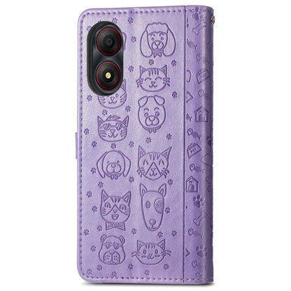For ZTE Blade A34 Case PU Leather Wallet Phone Cover Cat Dog Pattern