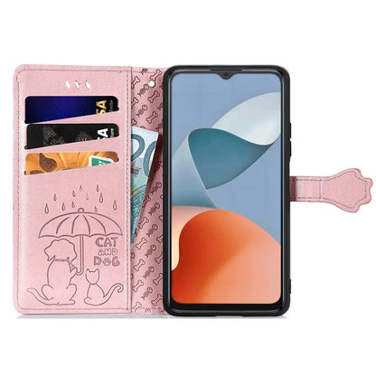 For ZTE Blade A34 Case PU Leather Wallet Phone Cover Cat Dog Pattern