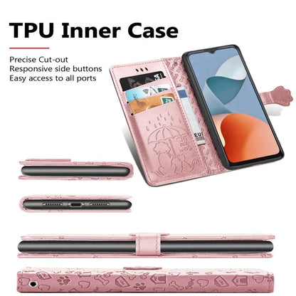 For ZTE Blade A34 Case PU Leather Wallet Phone Cover Cat Dog Pattern