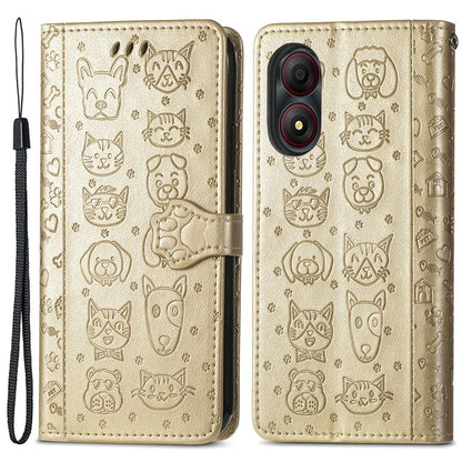 For ZTE Blade A34 Case PU Leather Wallet Phone Cover Cat Dog Pattern