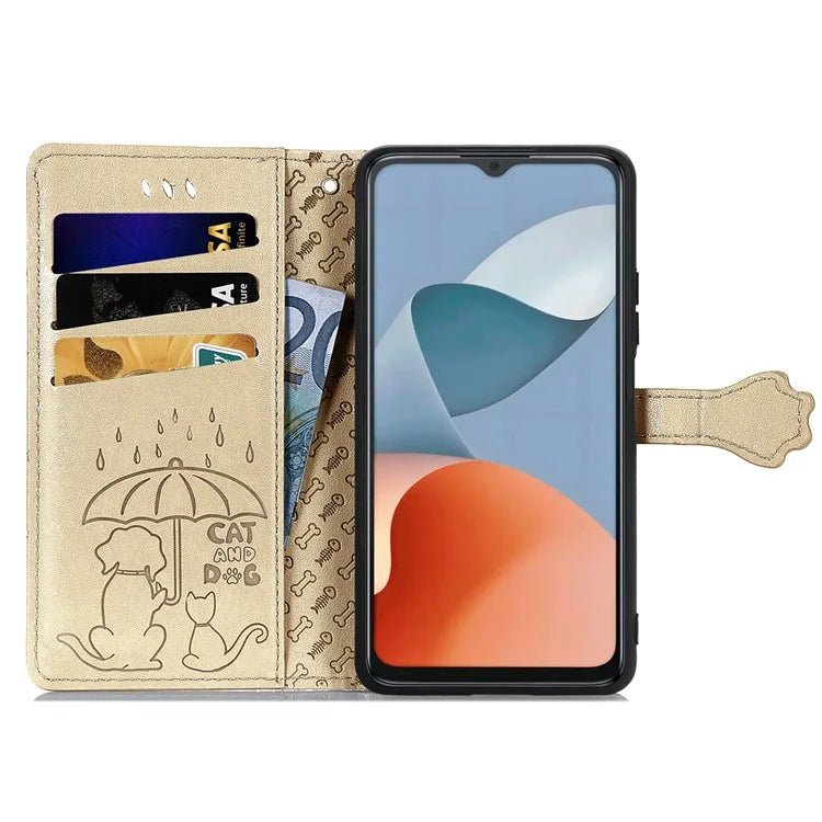 For ZTE Blade A34 Case PU Leather Wallet Phone Cover Cat Dog Pattern