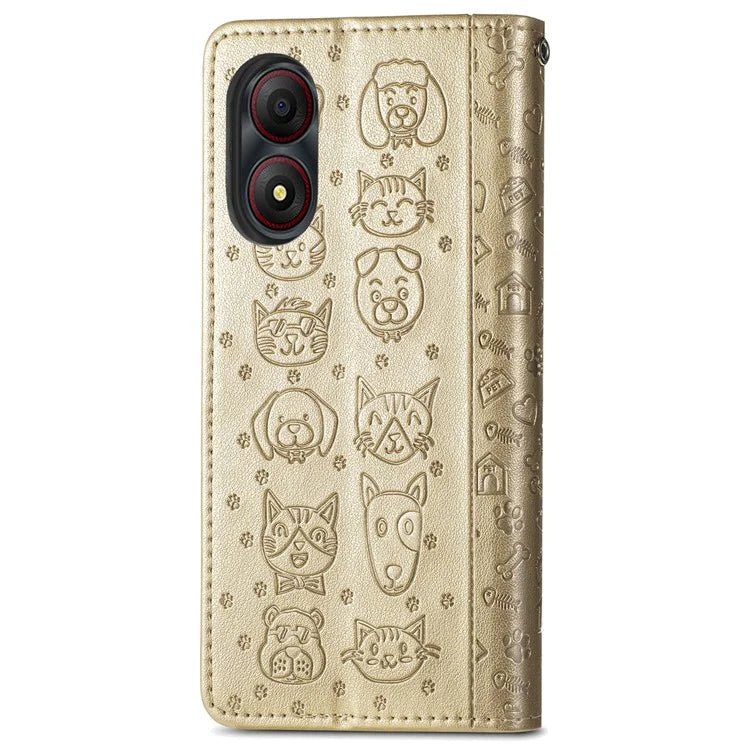 For ZTE Blade A34 Case PU Leather Wallet Phone Cover Cat Dog Pattern