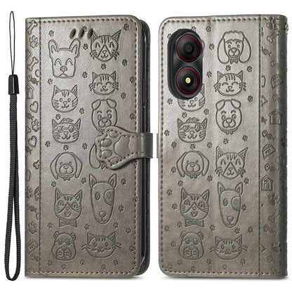 For ZTE Blade A34 Case PU Leather Wallet Phone Cover Cat Dog Pattern