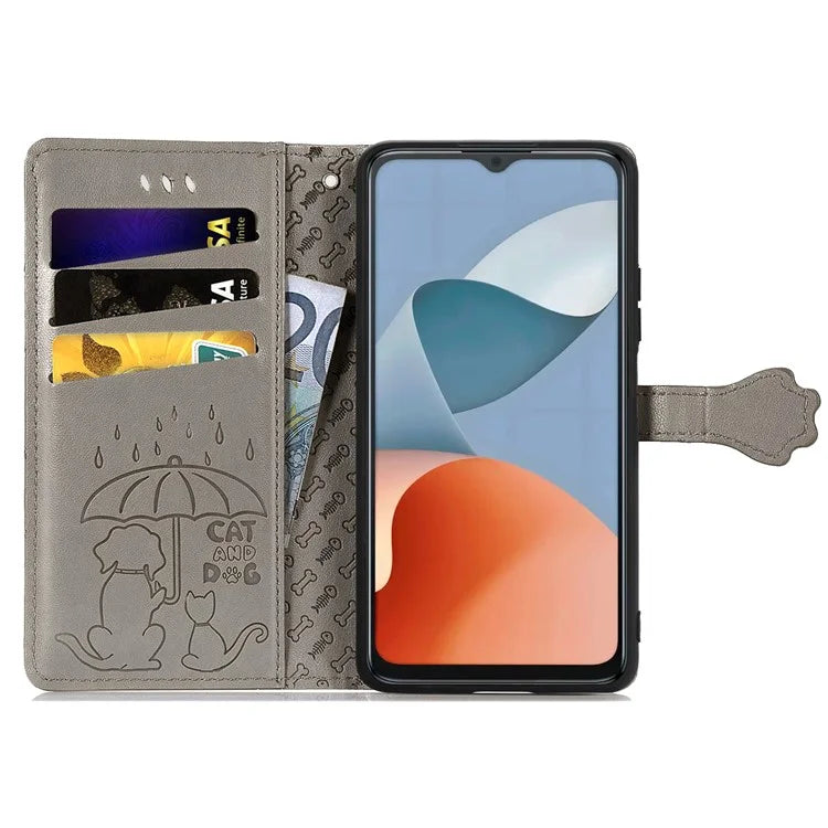 For ZTE Blade A34 Case PU Leather Wallet Phone Cover Cat Dog Pattern