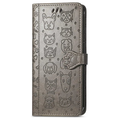 For ZTE Blade A34 Case PU Leather Wallet Phone Cover Cat Dog Pattern