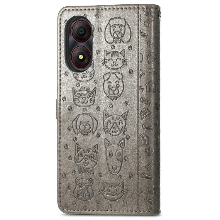For ZTE Blade A34 Case PU Leather Wallet Phone Cover Cat Dog Pattern