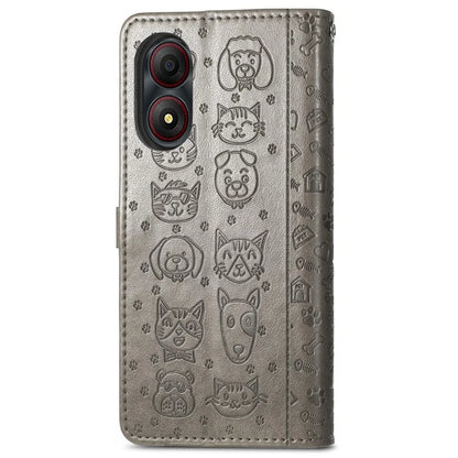 For ZTE Blade A34 Case PU Leather Wallet Phone Cover Cat Dog Pattern