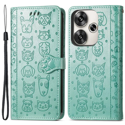 For Xiaomi Redmi Turbo 3 5G / Poco F6 5G Case Leather Phone Cover Cat Dog Imprint