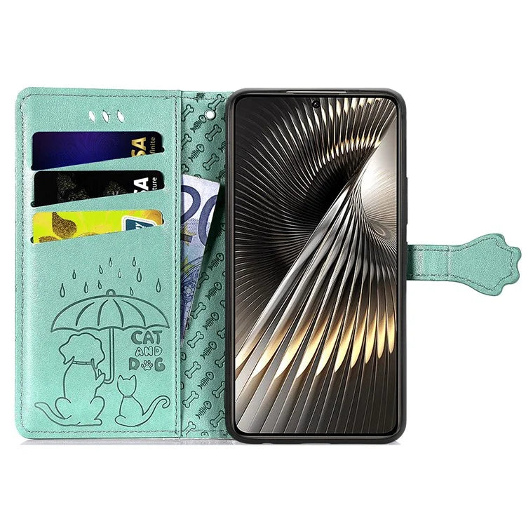 For Xiaomi Redmi Turbo 3 5G / Poco F6 5G Case Leather Phone Cover Cat Dog Imprint
