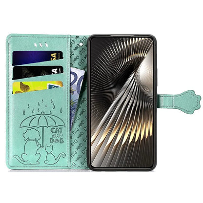For Xiaomi Redmi Turbo 3 5G / Poco F6 5G Case Leather Phone Cover Cat Dog Imprint