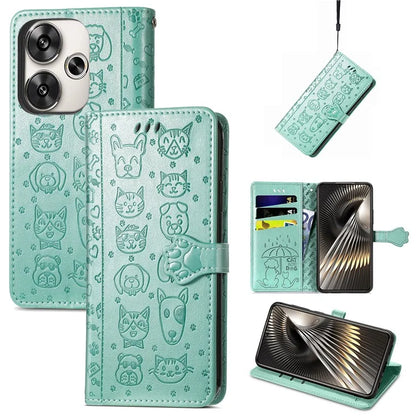 For Xiaomi Redmi Turbo 3 5G / Poco F6 5G Case Leather Phone Cover Cat Dog Imprint