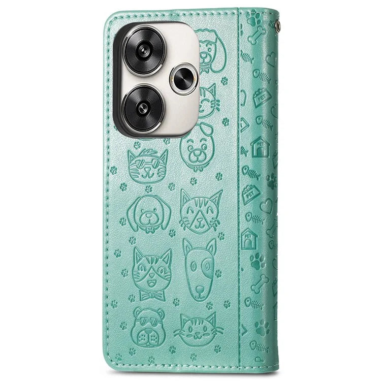 For Xiaomi Redmi Turbo 3 5G / Poco F6 5G Case Leather Phone Cover Cat Dog Imprint