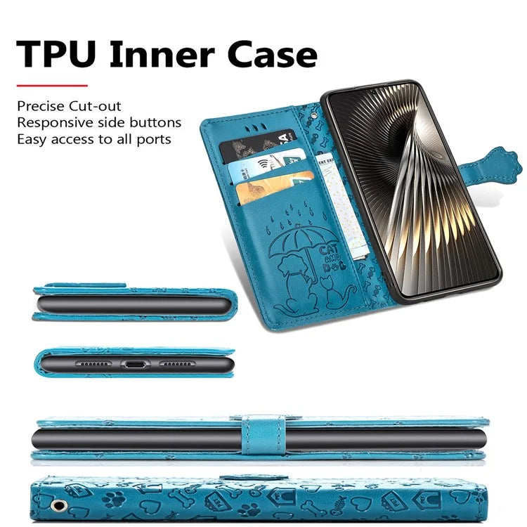For Xiaomi Redmi Turbo 3 5G / Poco F6 5G Case Leather Phone Cover Cat Dog Imprint