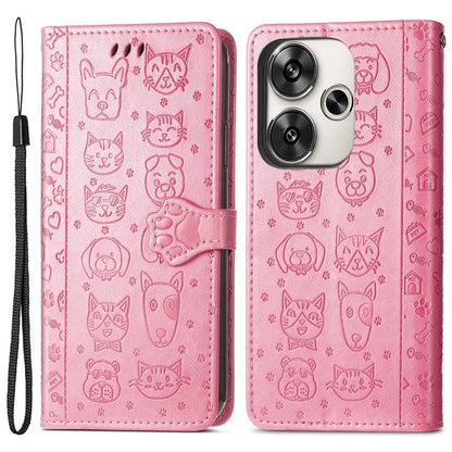 For Xiaomi Redmi Turbo 3 5G / Poco F6 5G Case Leather Phone Cover Cat Dog Imprint
