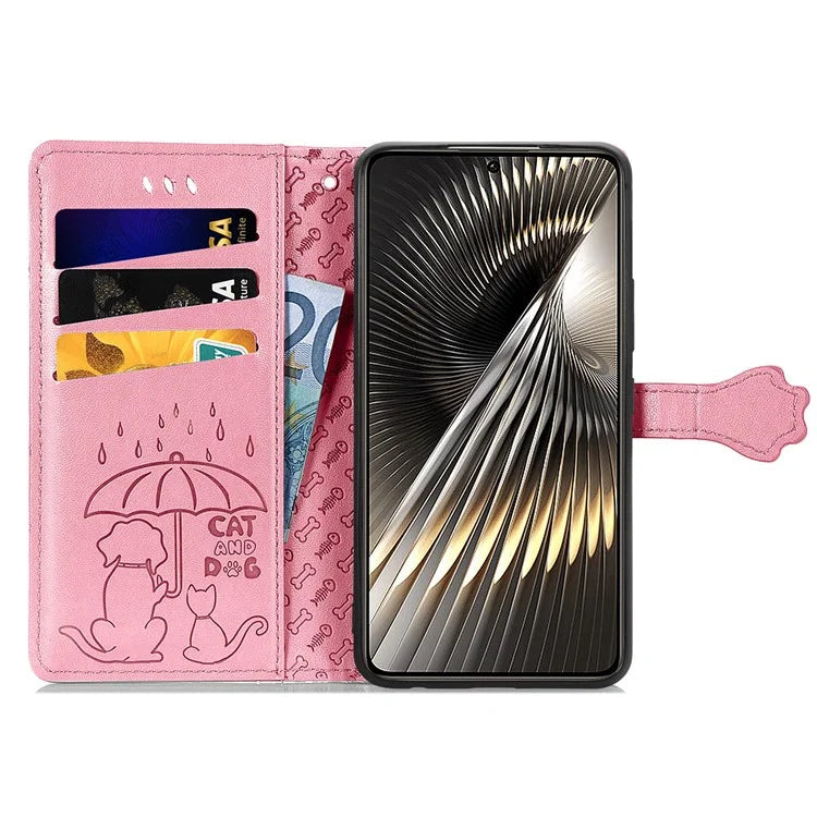 For Xiaomi Redmi Turbo 3 5G / Poco F6 5G Case Leather Phone Cover Cat Dog Imprint