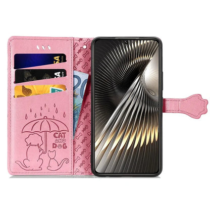 For Xiaomi Redmi Turbo 3 5G / Poco F6 5G Case Leather Phone Cover Cat Dog Imprint