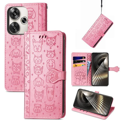 For Xiaomi Redmi Turbo 3 5G / Poco F6 5G Case Leather Phone Cover Cat Dog Imprint