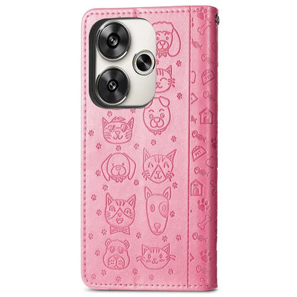 For Xiaomi Redmi Turbo 3 5G / Poco F6 5G Case Leather Phone Cover Cat Dog Imprint