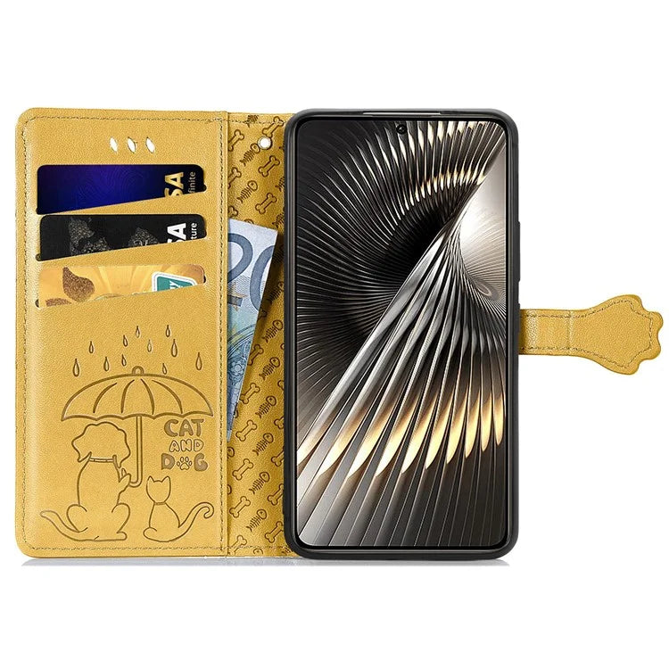 For Xiaomi Redmi Turbo 3 5G / Poco F6 5G Case Leather Phone Cover Cat Dog Imprint