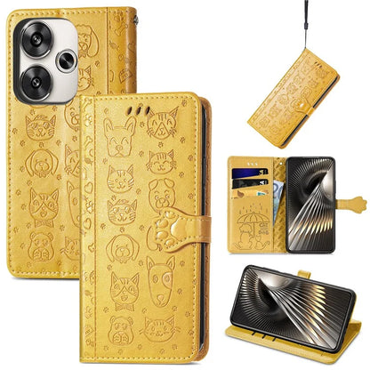 For Xiaomi Redmi Turbo 3 5G / Poco F6 5G Case Leather Phone Cover Cat Dog Imprint