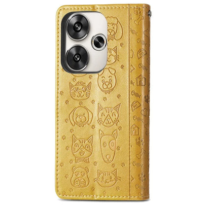 For Xiaomi Redmi Turbo 3 5G / Poco F6 5G Case Leather Phone Cover Cat Dog Imprint