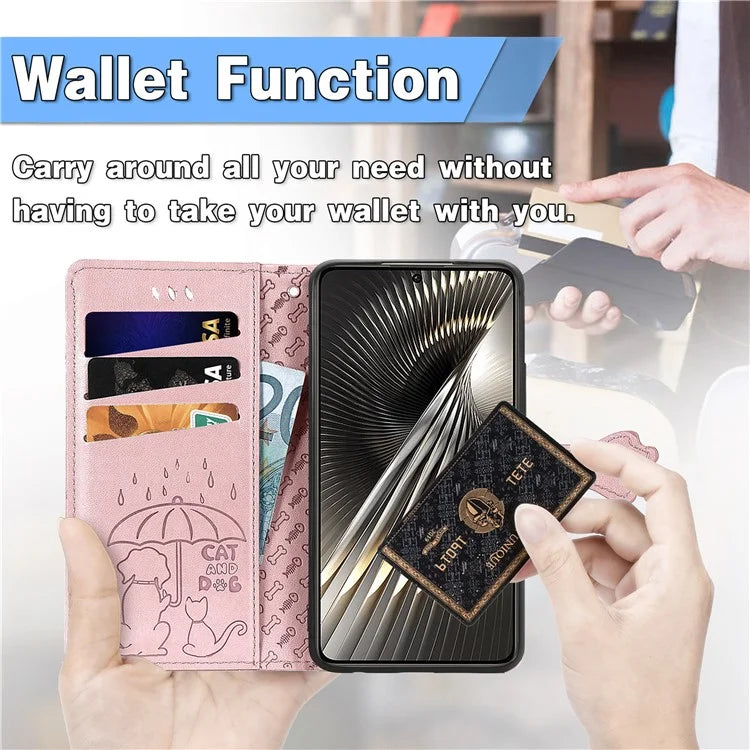 For Xiaomi Redmi Turbo 3 5G / Poco F6 5G Case Leather Phone Cover Cat Dog Imprint