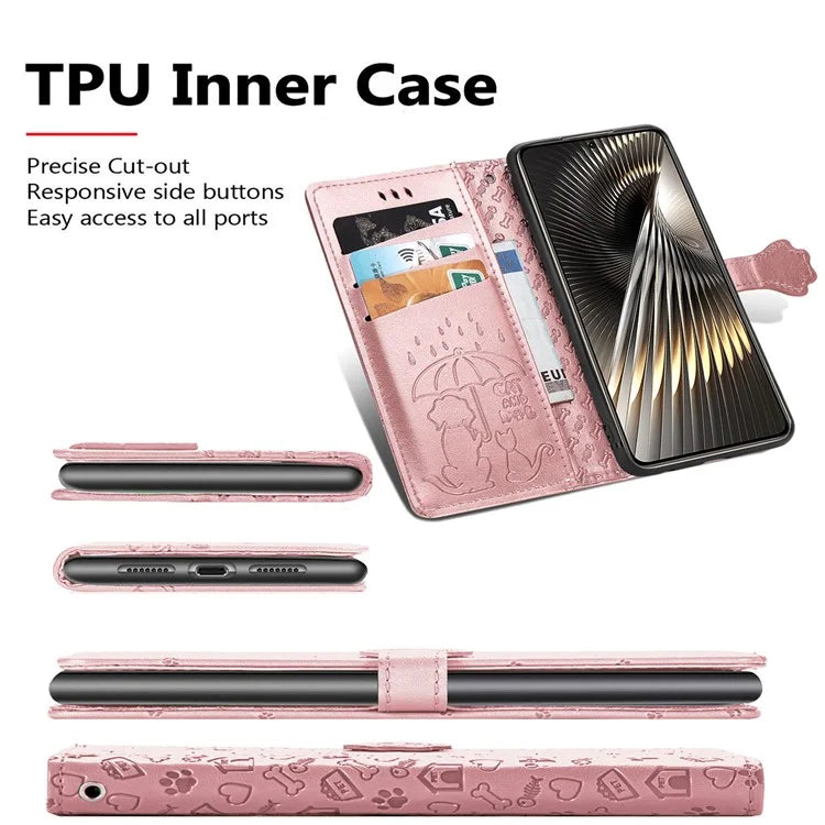 For Xiaomi Redmi Turbo 3 5G / Poco F6 5G Case Leather Phone Cover Cat Dog Imprint