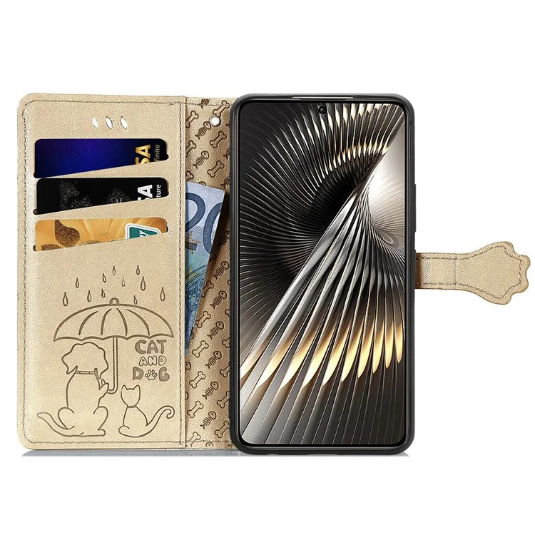 For Xiaomi Redmi Turbo 3 5G / Poco F6 5G Case Leather Phone Cover Cat Dog Imprint
