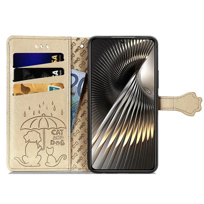 For Xiaomi Redmi Turbo 3 5G / Poco F6 5G Case Leather Phone Cover Cat Dog Imprint