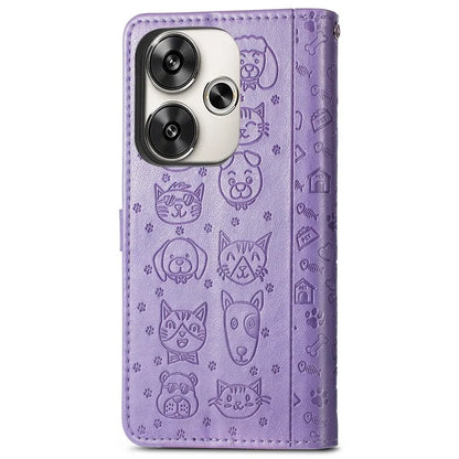 For Xiaomi Redmi Turbo 3 5G / Poco F6 5G Case Leather Phone Cover Cat Dog Imprint