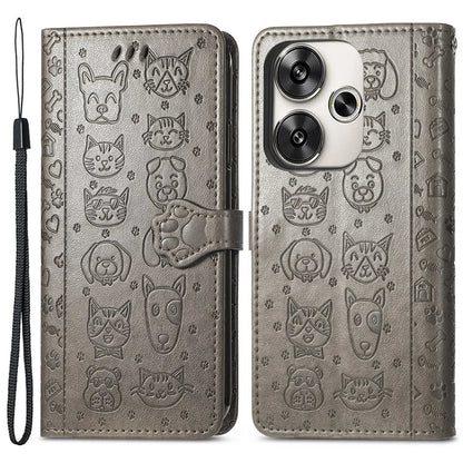 For Xiaomi Redmi Turbo 3 5G / Poco F6 5G Case Leather Phone Cover Cat Dog Imprint