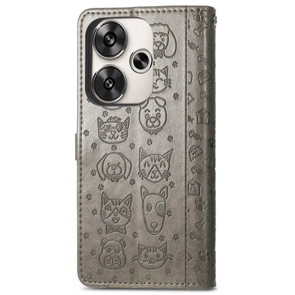 For Xiaomi Redmi Turbo 3 5G / Poco F6 5G Case Leather Phone Cover Cat Dog Imprint