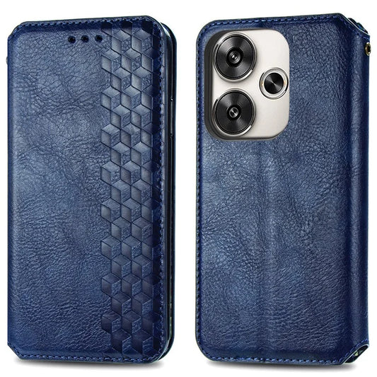 For Xiaomi Redmi Turbo 3 5G / Poco F6 5G Case Leather Strong Magnetic Phone Cover Imprinted Rhombus