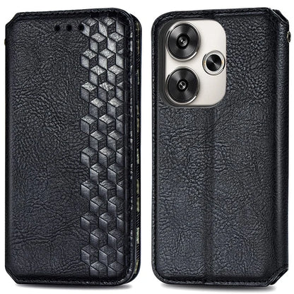 For Xiaomi Redmi Turbo 3 5G / Poco F6 5G Case Leather Strong Magnetic Phone Cover Imprinted Rhombus