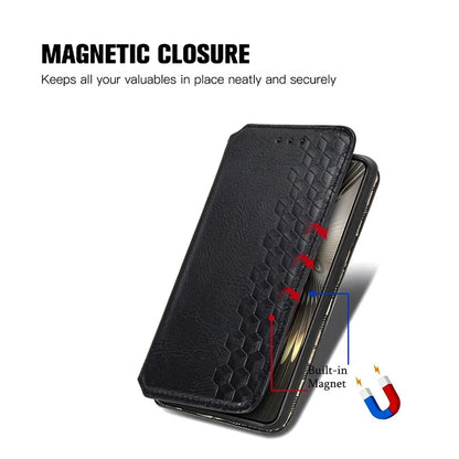 For Xiaomi Redmi Turbo 3 5G / Poco F6 5G Case Leather Strong Magnetic Phone Cover Imprinted Rhombus