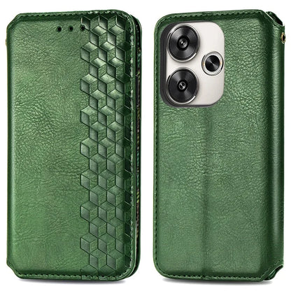 For Xiaomi Redmi Turbo 3 5G / Poco F6 5G Case Leather Strong Magnetic Phone Cover Imprinted Rhombus