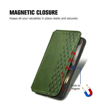 For Xiaomi Redmi Turbo 3 5G / Poco F6 5G Case Leather Strong Magnetic Phone Cover Imprinted Rhombus