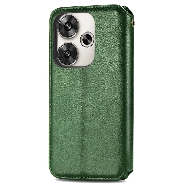 For Xiaomi Redmi Turbo 3 5G / Poco F6 5G Case Leather Strong Magnetic Phone Cover Imprinted Rhombus