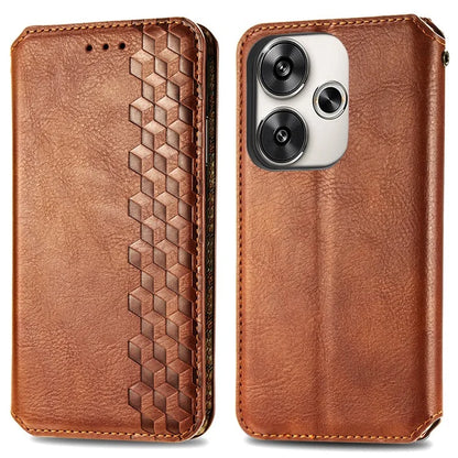 For Xiaomi Redmi Turbo 3 5G / Poco F6 5G Case Leather Strong Magnetic Phone Cover Imprinted Rhombus