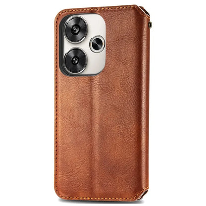 For Xiaomi Redmi Turbo 3 5G / Poco F6 5G Case Leather Strong Magnetic Phone Cover Imprinted Rhombus
