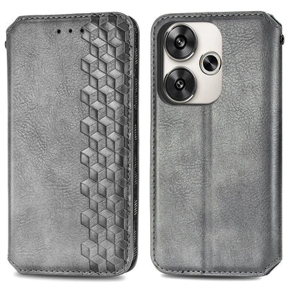 For Xiaomi Redmi Turbo 3 5G / Poco F6 5G Case Leather Strong Magnetic Phone Cover Imprinted Rhombus