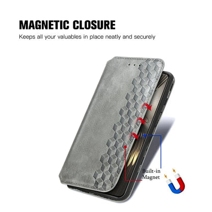 For Xiaomi Redmi Turbo 3 5G / Poco F6 5G Case Leather Strong Magnetic Phone Cover Imprinted Rhombus