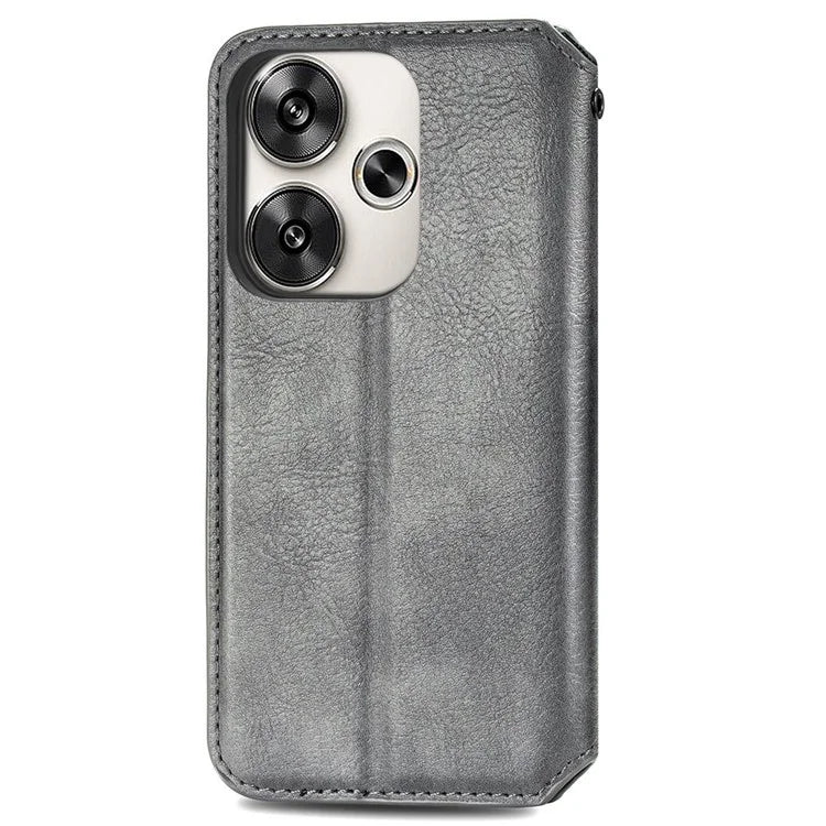 For Xiaomi Redmi Turbo 3 5G / Poco F6 5G Case Leather Strong Magnetic Phone Cover Imprinted Rhombus