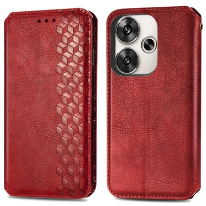 For Xiaomi Redmi Turbo 3 5G / Poco F6 5G Case Leather Strong Magnetic Phone Cover Imprinted Rhombus