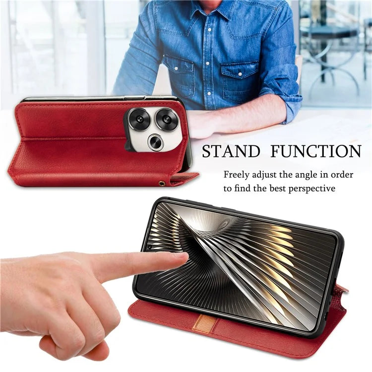 For Xiaomi Redmi Turbo 3 5G / Poco F6 5G Case Leather Strong Magnetic Phone Cover Imprinted Rhombus