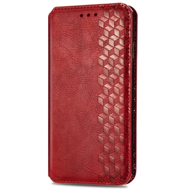 For Xiaomi Redmi Turbo 3 5G / Poco F6 5G Case Leather Strong Magnetic Phone Cover Imprinted Rhombus